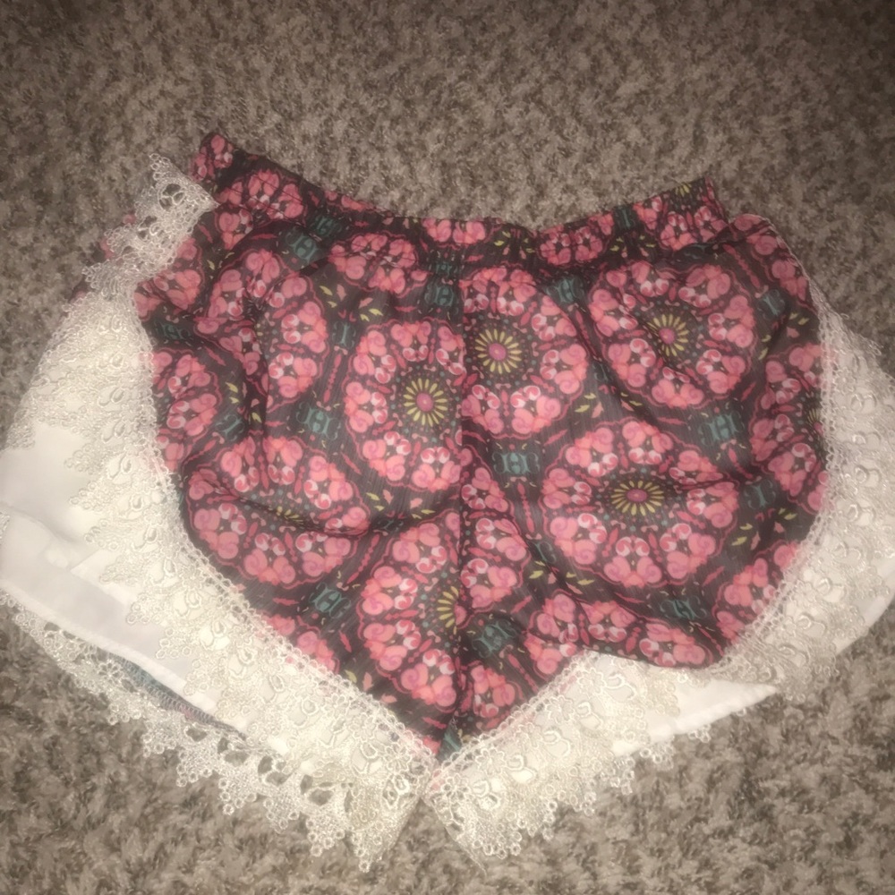 Patterned dressy shorts.